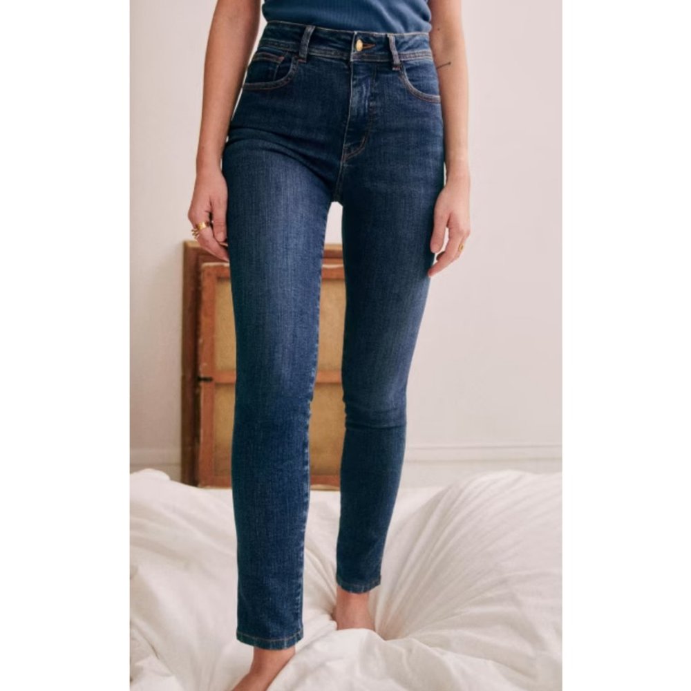 Sézane Parisian Perfect Slim High Waisted Skinny Blue Denim Jeans High Rise - 29